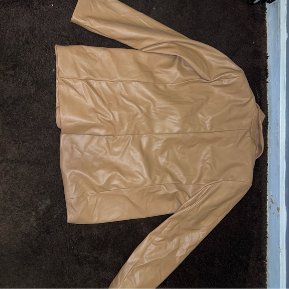 A New Day Women's Brown Faux Leather Blazer Jacket- Size Xl - Picture 10 of 10